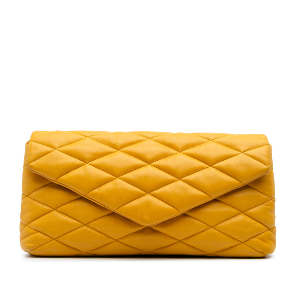 Pre-Loved Saint Laurent Quilted Lambskin Sade Puffer Envelope Clutch - Picture 1 of 9